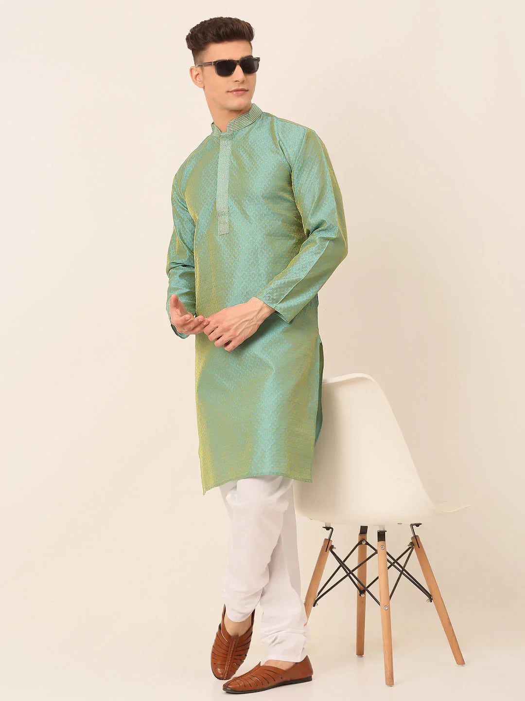 DesiQlo Men Kurta Only - Multicolor - KO_664Sea-Green_S