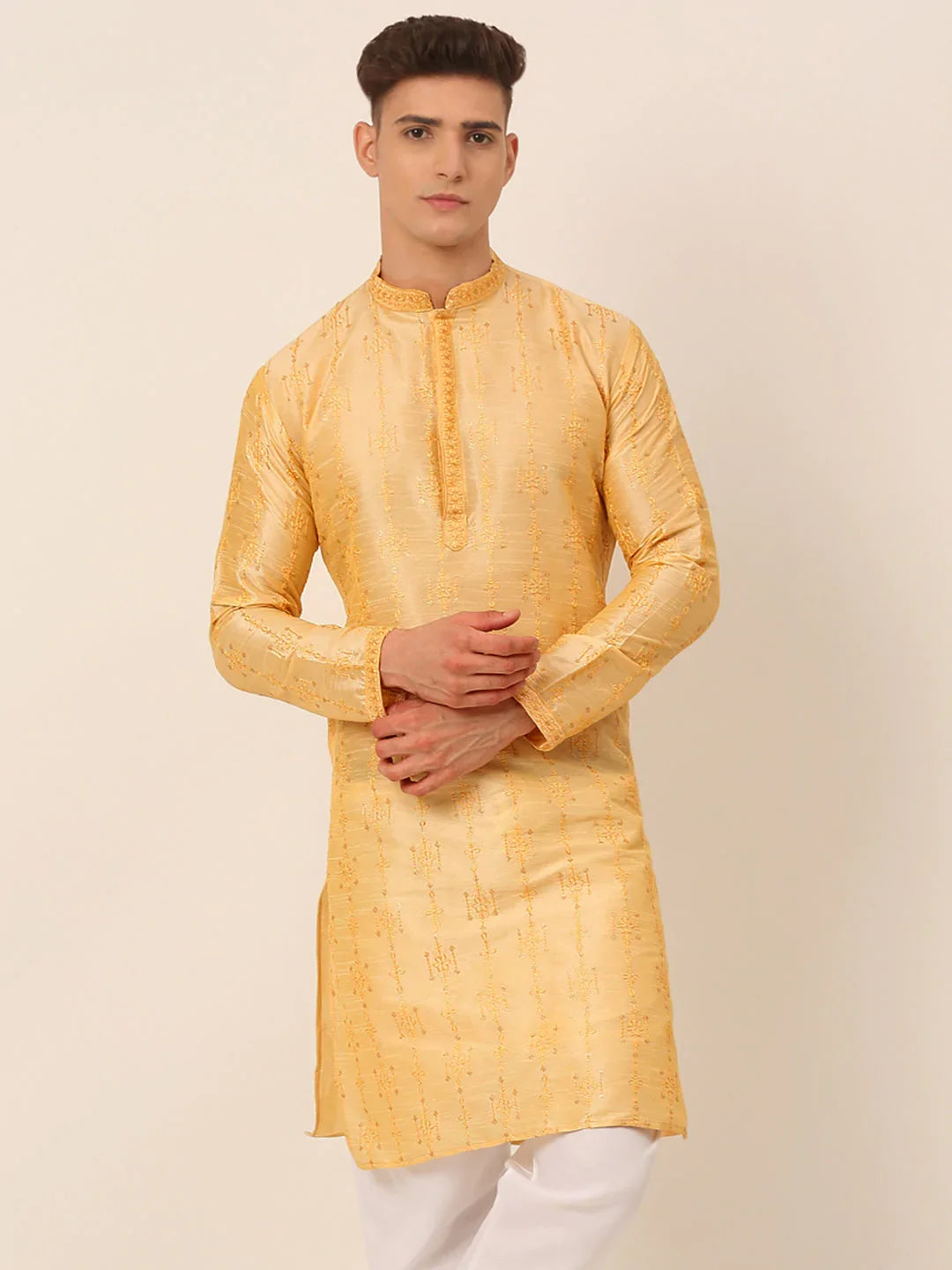 DesiQlo Men Kurta Only - Gold - KO_665Golden_S