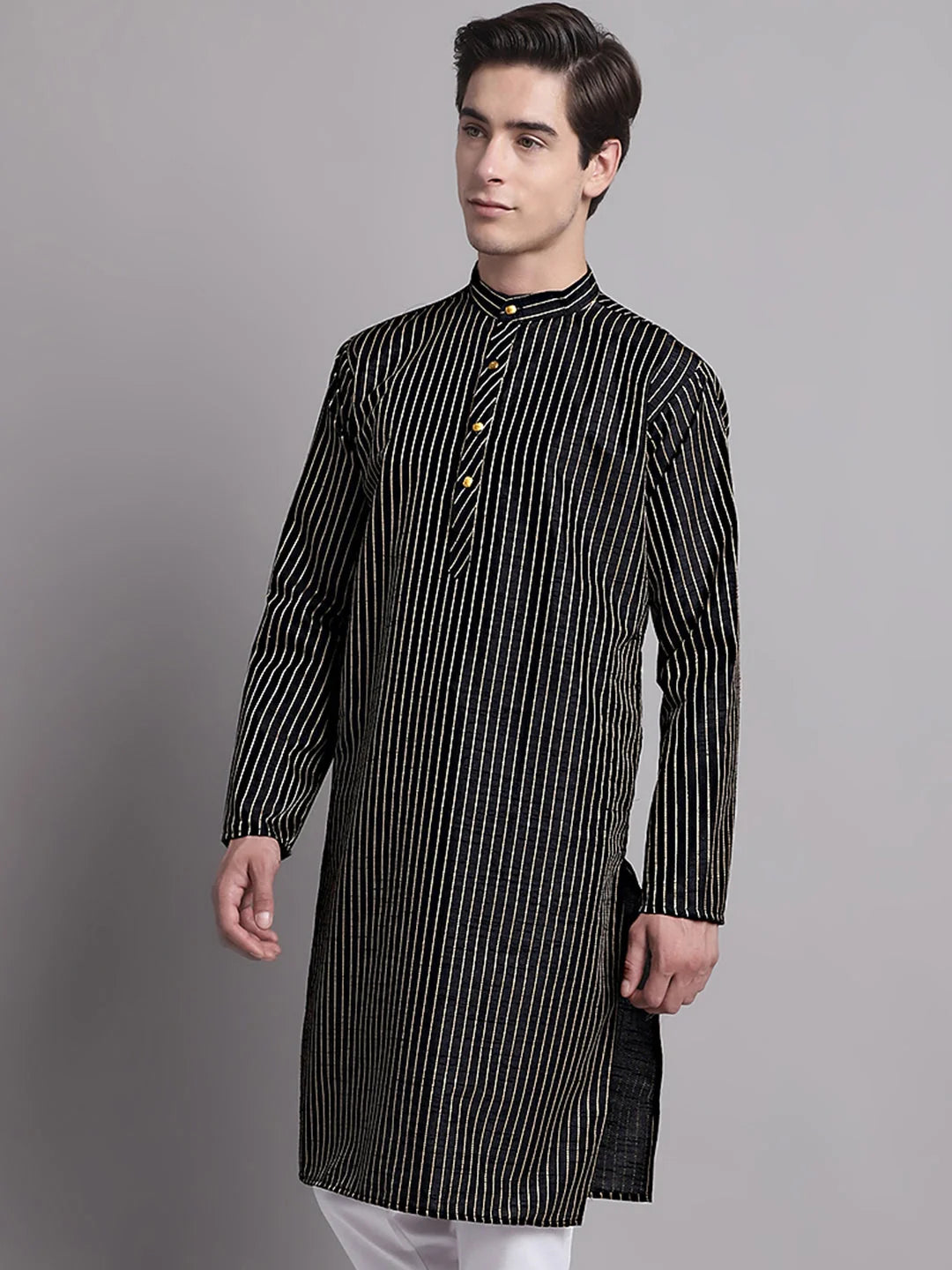 Stylish Black Embroidered Design Men's Kurta | Indian Kurta