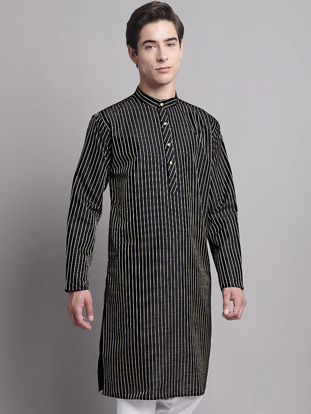 Stylish Black Embroidered Design Men's Kurta | Indian Kurta