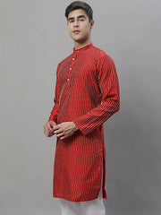 Men Maroon Embroidered Kurtas-KO-666