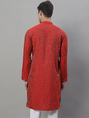 Men Maroon Embroidered Kurtas-KO-666