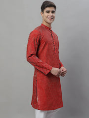 Men Maroon Embroidered Kurtas-KO-666