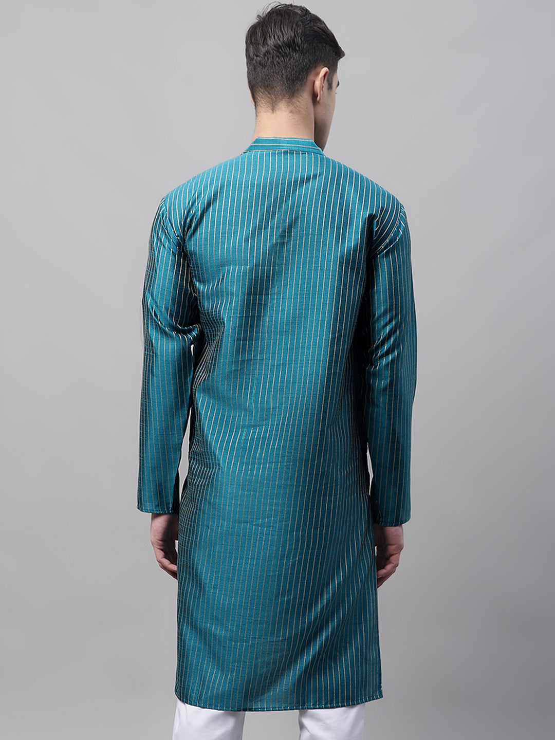 Peacock Blue Embroidered Kurta - Stylish Indian Kurta for Men