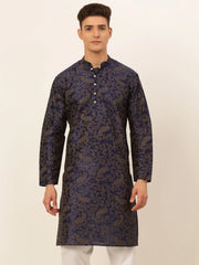Men Navy Blue Paisley Printed Kurta Only ( KO 667 Navy )