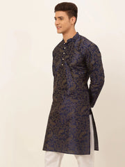 Men Navy Blue Paisley Printed Kurta Only ( KO 667 Navy )