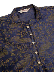 Men Navy Blue Paisley Printed Kurta Only ( KO 667 Navy )