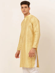 DesiQlo Men's Golden Embroiderd Kurta Only ( KO 671 Golden )