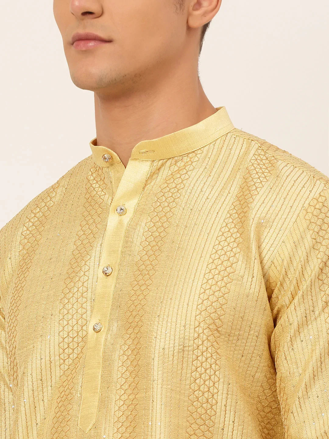 DesiQlo Men Kurta Only - Gold - KO_671Golden_S