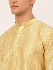 DesiQlo Men's Golden Embroiderd Kurta Only ( KO 671 Golden )
