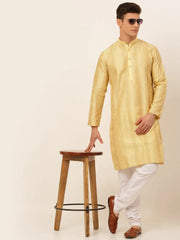 DesiQlo Men's Golden Embroiderd Kurta Only ( KO 671 Golden )