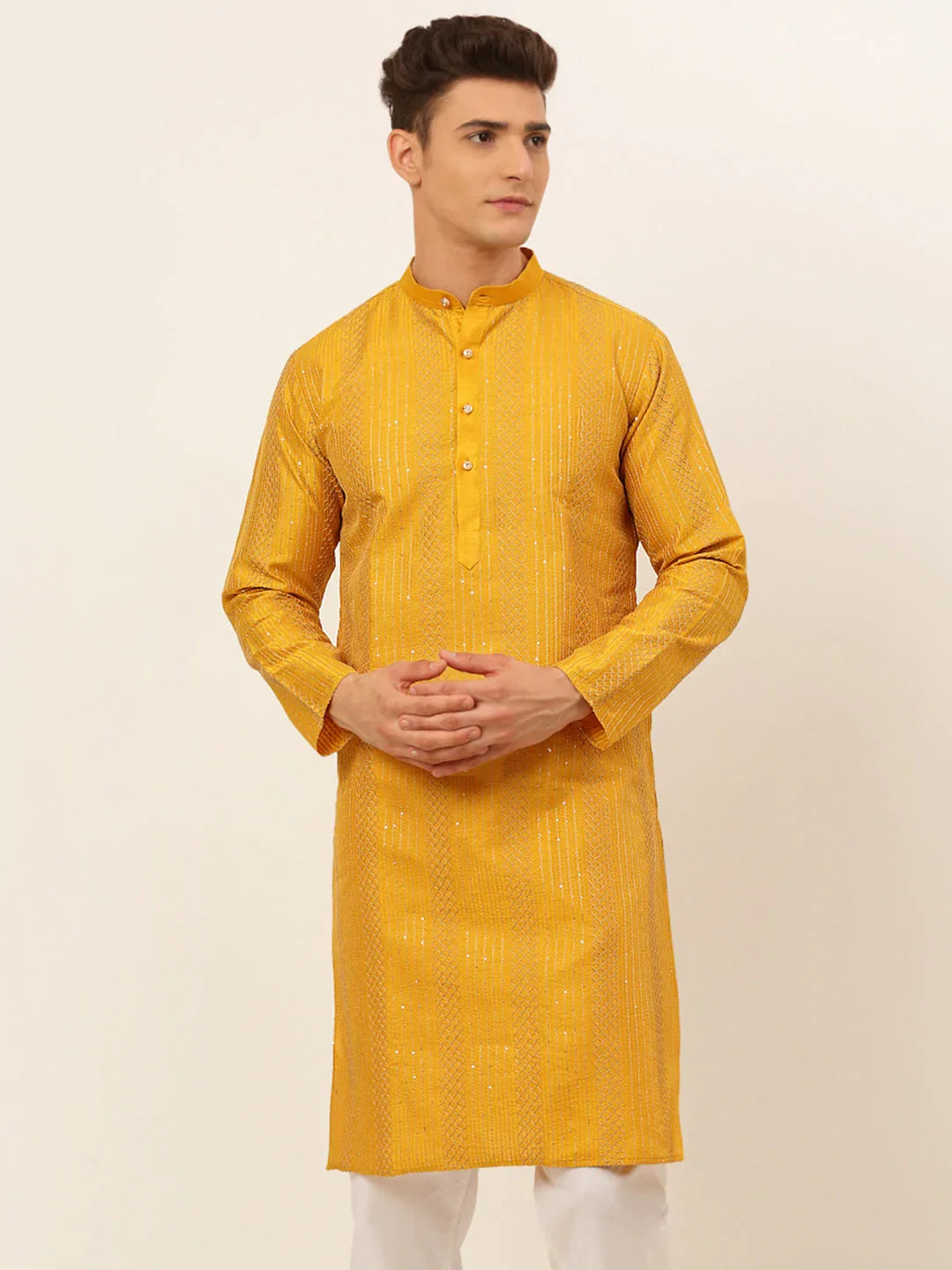 DesiQlo Men Kurta Only - Yellow - KO_671Mustard_S