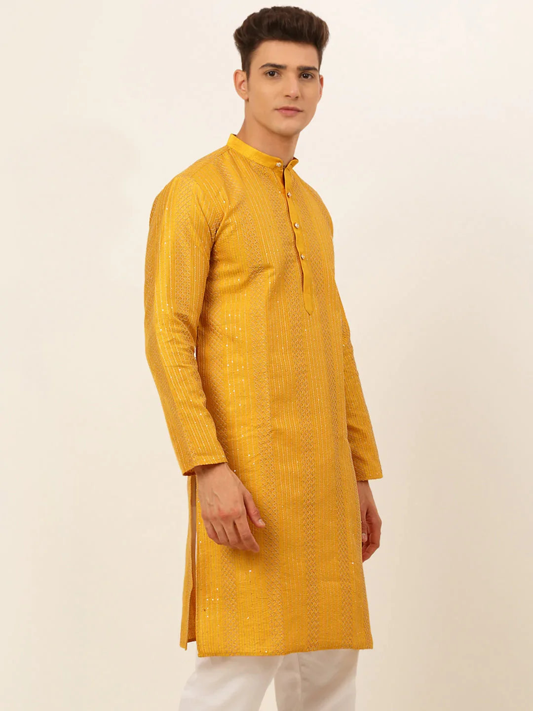 DesiQlo Men Kurta Only - Yellow - KO_671Mustard_S