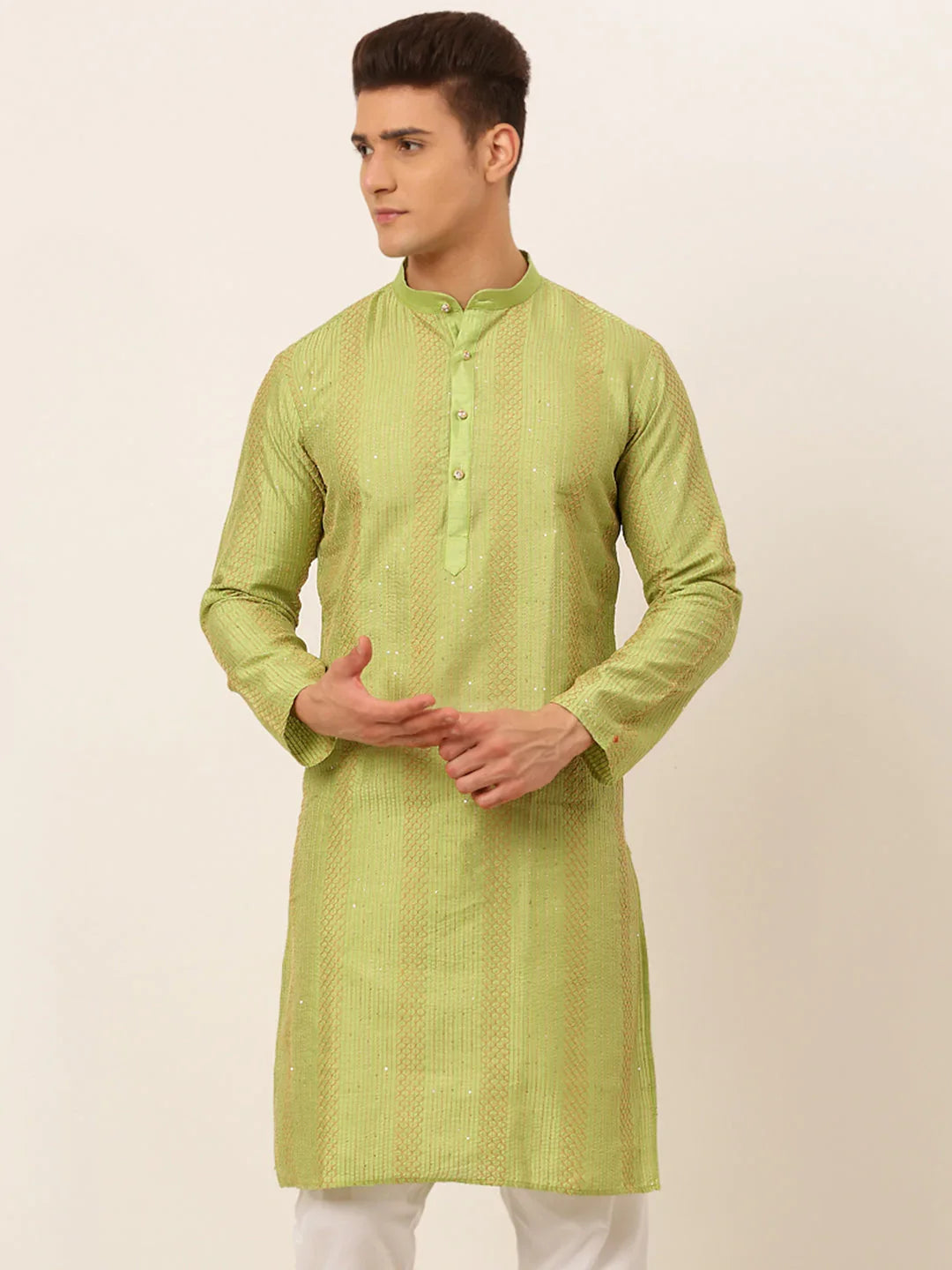 DesiQlo Men Kurta Only - Green - KO_671Pista_S