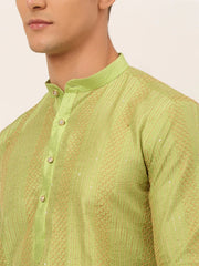 DesiQlo Men's Pista Green Embroiderd Kurta Only ( KO 671 Pista )