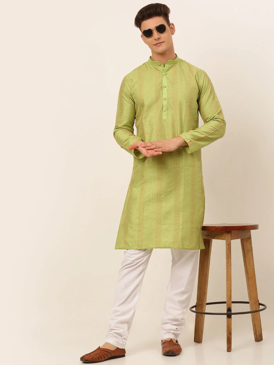 DesiQlo Men Kurta Only - Green - KO_671Pista_S