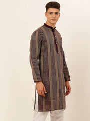 DesiQlo Men's Purple Embroiderd Kurta Only ( KO 671 Purple )