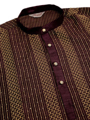 DesiQlo Men's Purple Embroiderd Kurta Only ( KO 671 Purple )