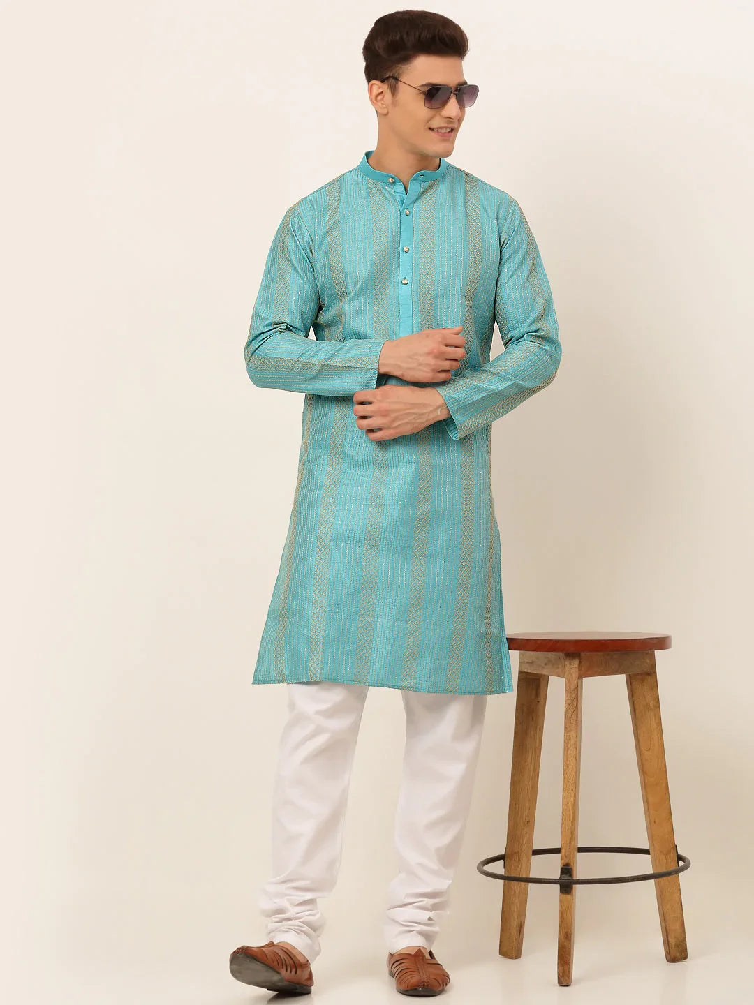DesiQlo Men Kurta Only - Blue - KO_671Sky_S