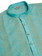 DesiQlo Men's Sky Blue Embroiderd Kurta Only ( KO 671 Sky )