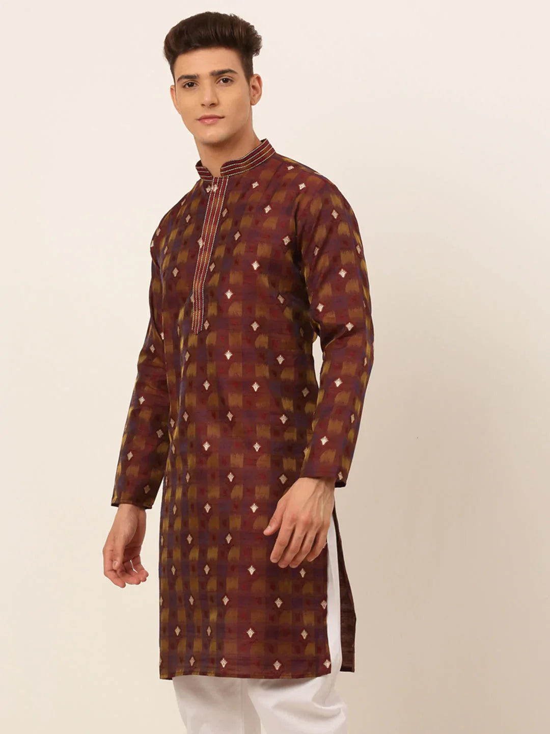 DesiQlo Men Kurta Only - Maroon - KO_672Maroon_S