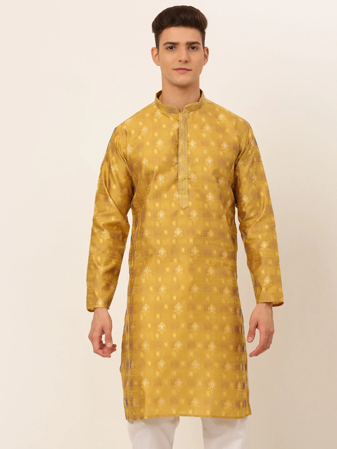 DesiQlo Men Kurta Only - Yellow - KO_672Mustard_S