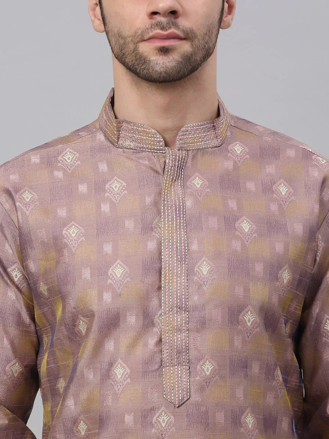 DesiQlo Men Kurta Only - Pink - KO_672Pink_S