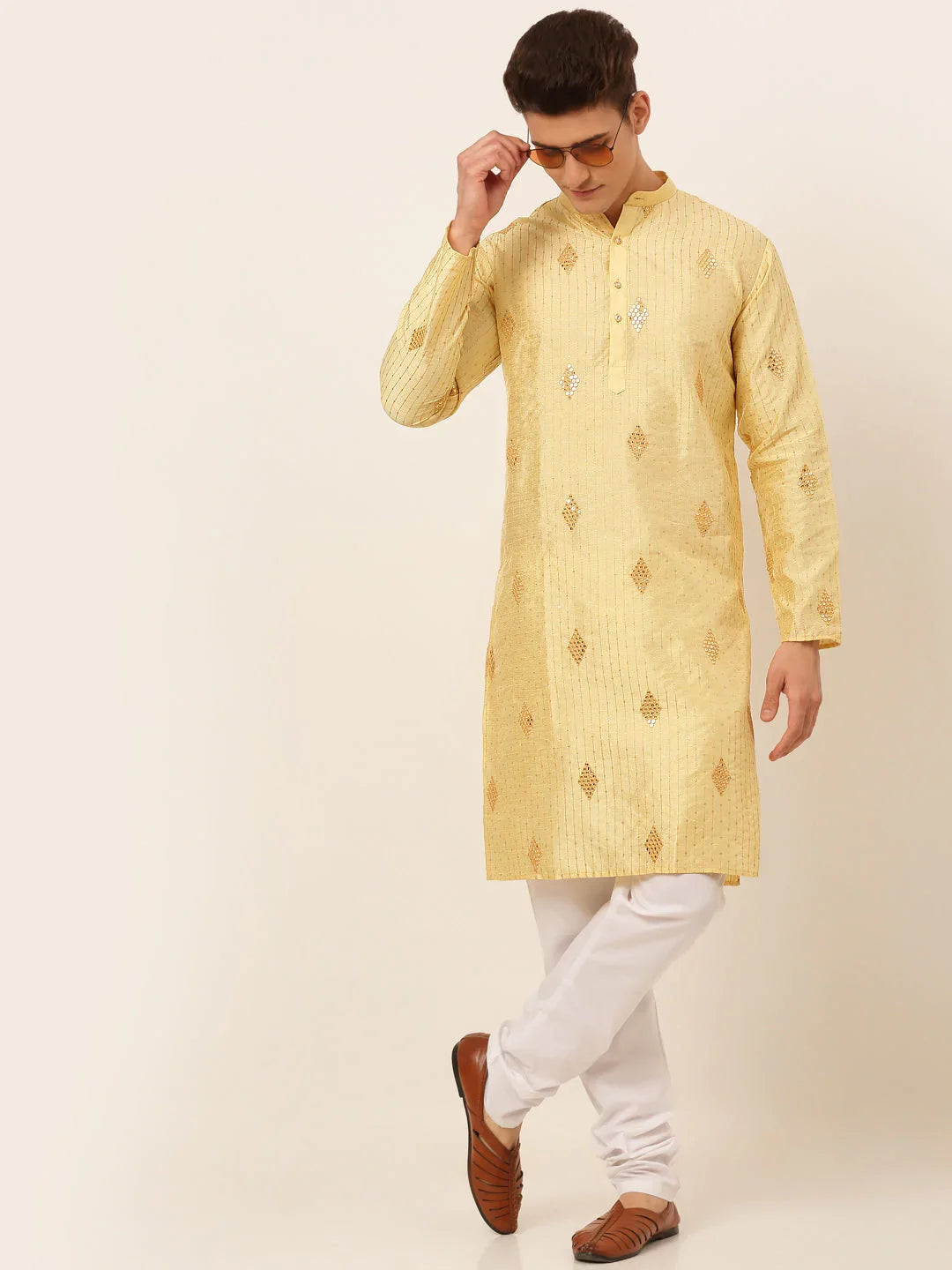 DesiQlo Men Kurta Only - Gold