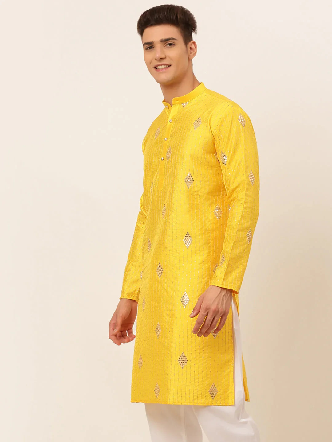 DesiQlo Men Kurta Only - Yellow - KO_673Mustard_S