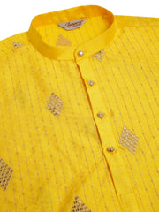 DesiQlo Men Mustard Yellow Embroidered Sequinned Kurta Only ( KO 673 Mustard )