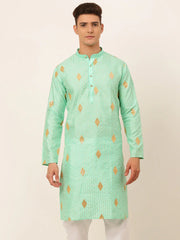 DesiQlo Men Sky Blue Embroidered Sequinned Kurta Only ( KO 673 Sky )