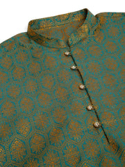 DesiQlo Men's Blue and Golden Woven Design Kurta Only ( KO 674 Blue )