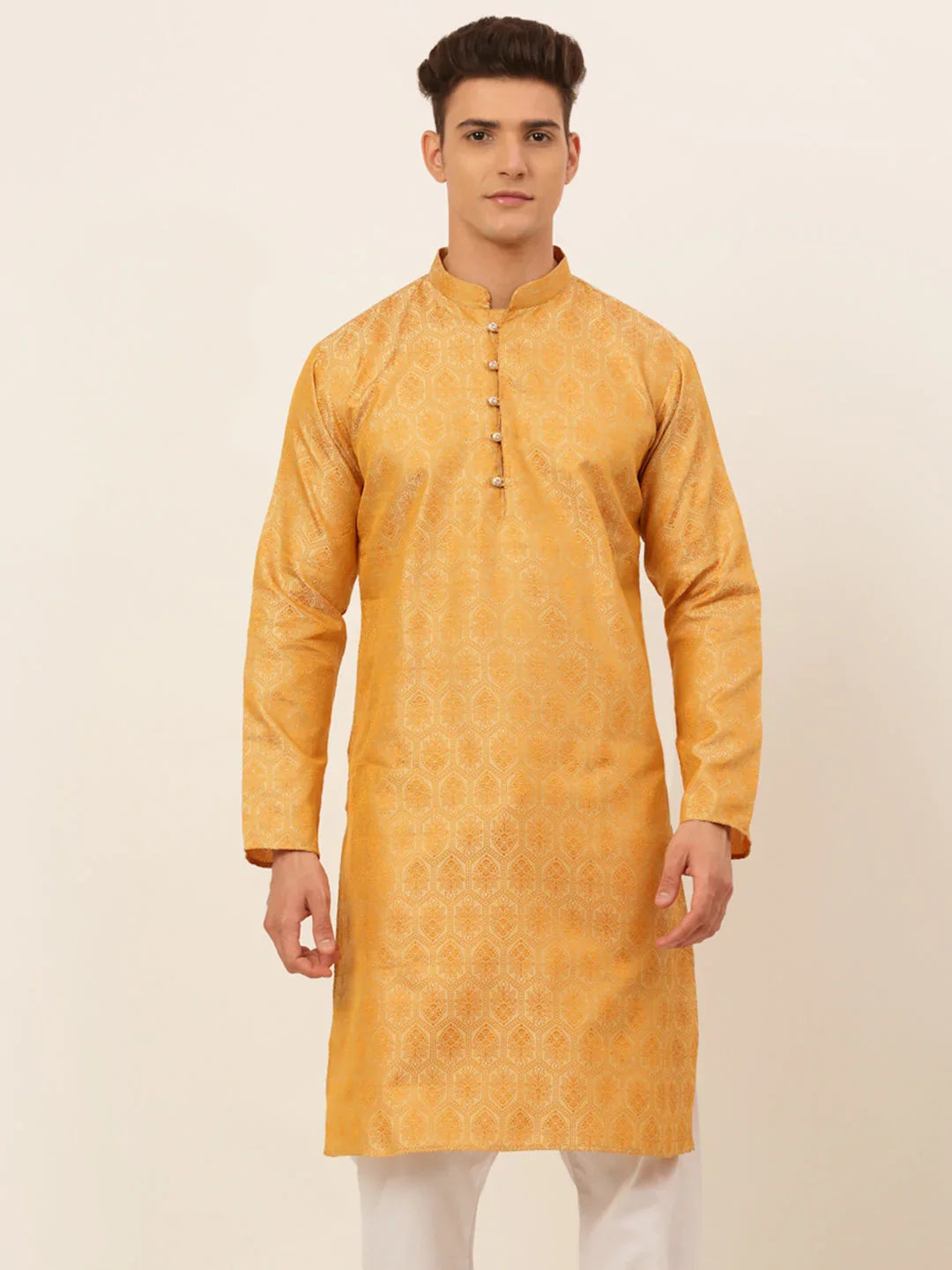 DesiQlo Men Kurta Only - Gold - KO_674Golden_S