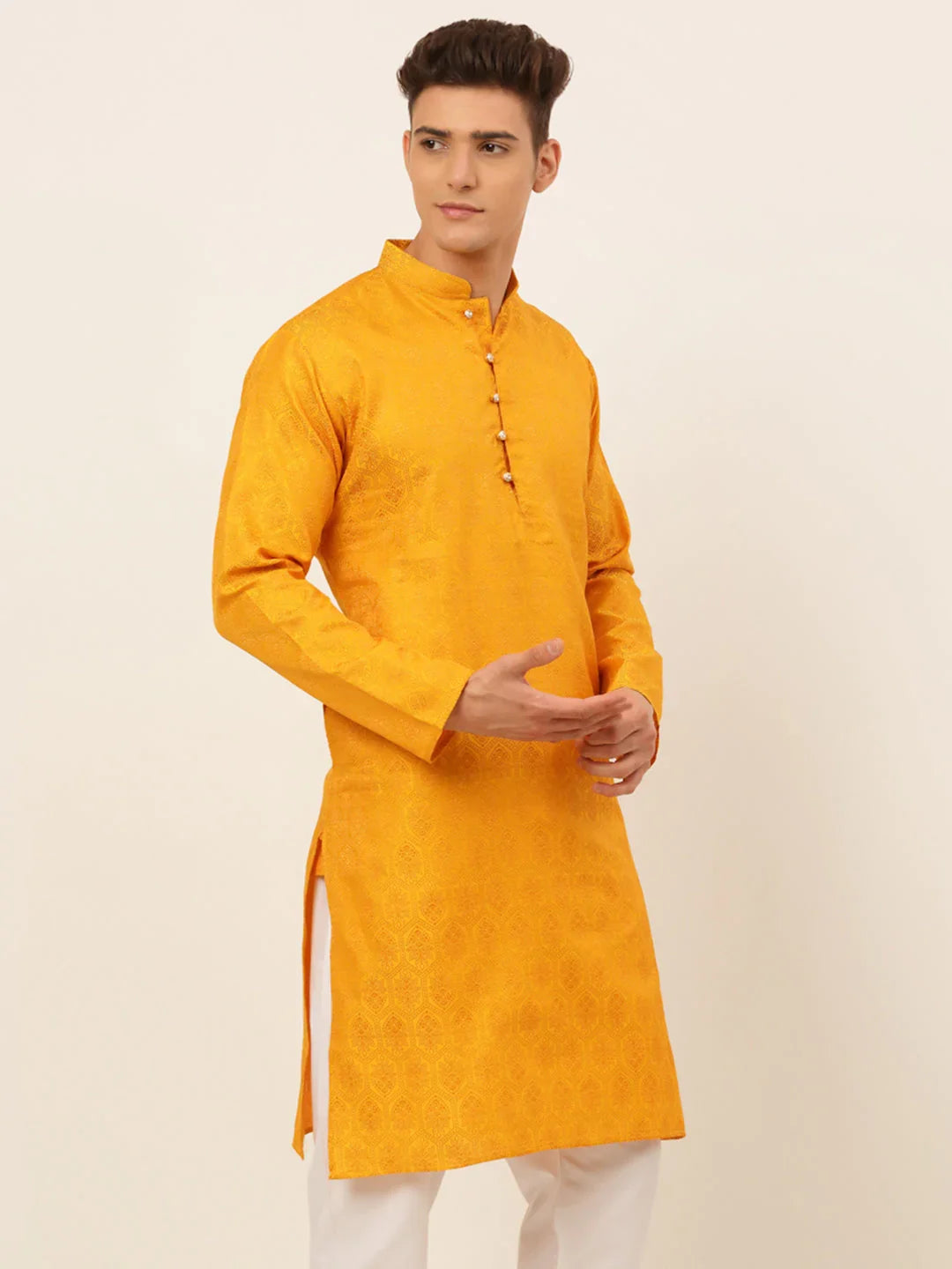 DesiQlo Men Kurta Only - Yellow - KO_674Mustard_S