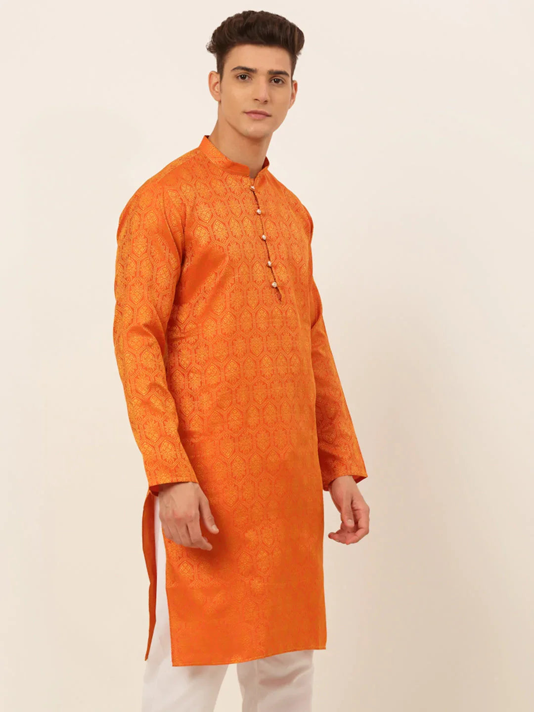 DesiQlo Men Kurta Only - Orange - KO_674Orange_S
