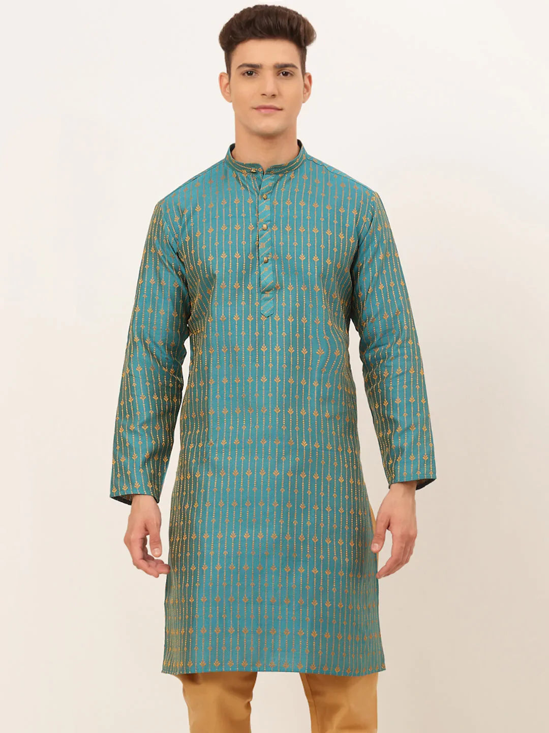 DesiQlo Men's Blue Embroidered Kurta Only ( KO 676 Blue )