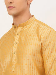 DesiQlo Men's Golden Embroidered Kurta Only ( KO 676 Golden )