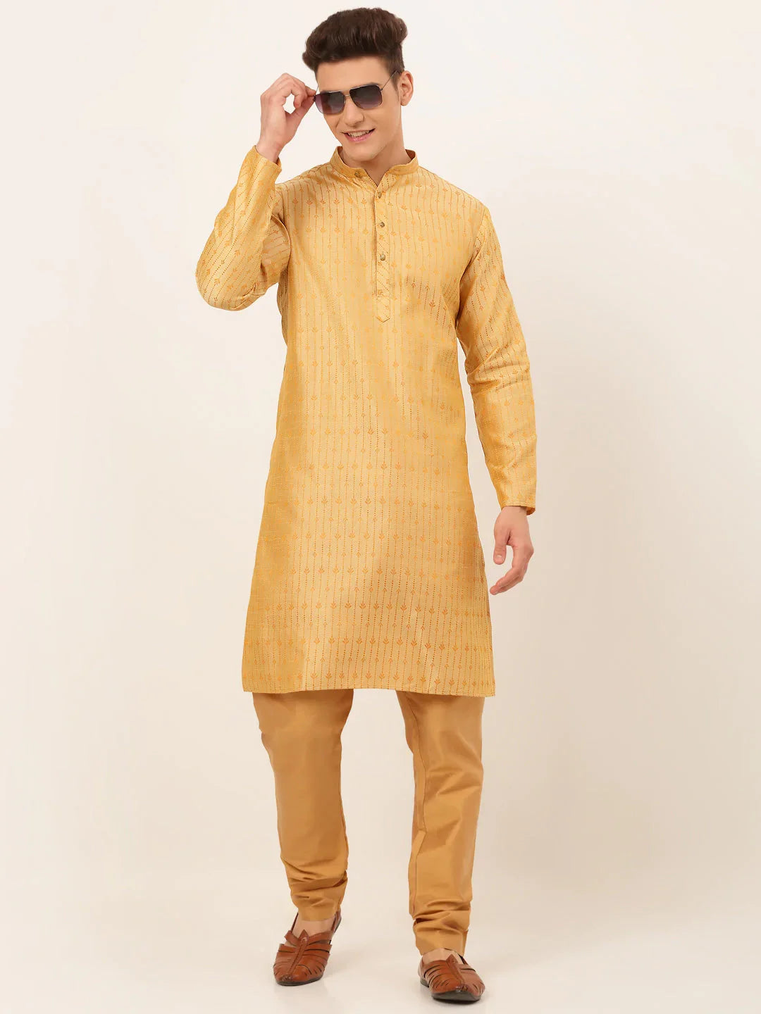 DesiQlo Men Kurta Only - Gold - KO_676Golden_S