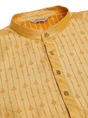 DesiQlo Men's Golden Embroidered Kurta Only ( KO 676 Golden )
