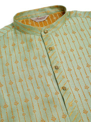 DesiQlo Men's Lime Green Embroidered Kurta Only ( KO 676 Lime )