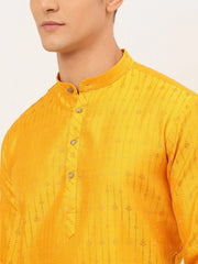 DesiQlo Men's Mustard Embroidered Kurta Only ( KO 676 Mustard )