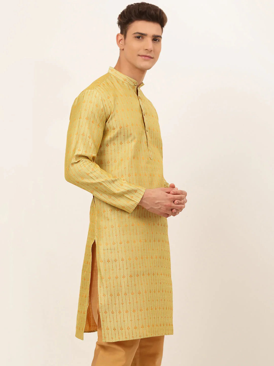 DesiQlo Men Kurta Only - Yellow - KO_676Yellow_S