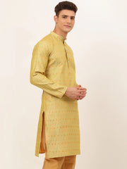 DesiQlo Men's Yellow Embroidered Kurta Only ( KO 676 Yellow )
