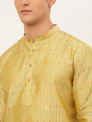 DesiQlo Men's Yellow Embroidered Kurta Only ( KO 676 Yellow )