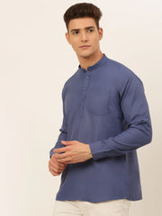 DesiQlo Men's Blue Solid Cotton Short Kurta ( KO 677 Blue ) [FF] [A-20]