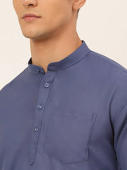 DesiQlo Men's Blue Solid Cotton Short Kurta ( KO 677 Blue ) [FF] [A-20]