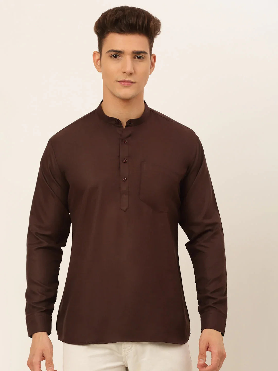 DesiQlo Men Kurta Only - Multicolor - KO_677Coffee_S