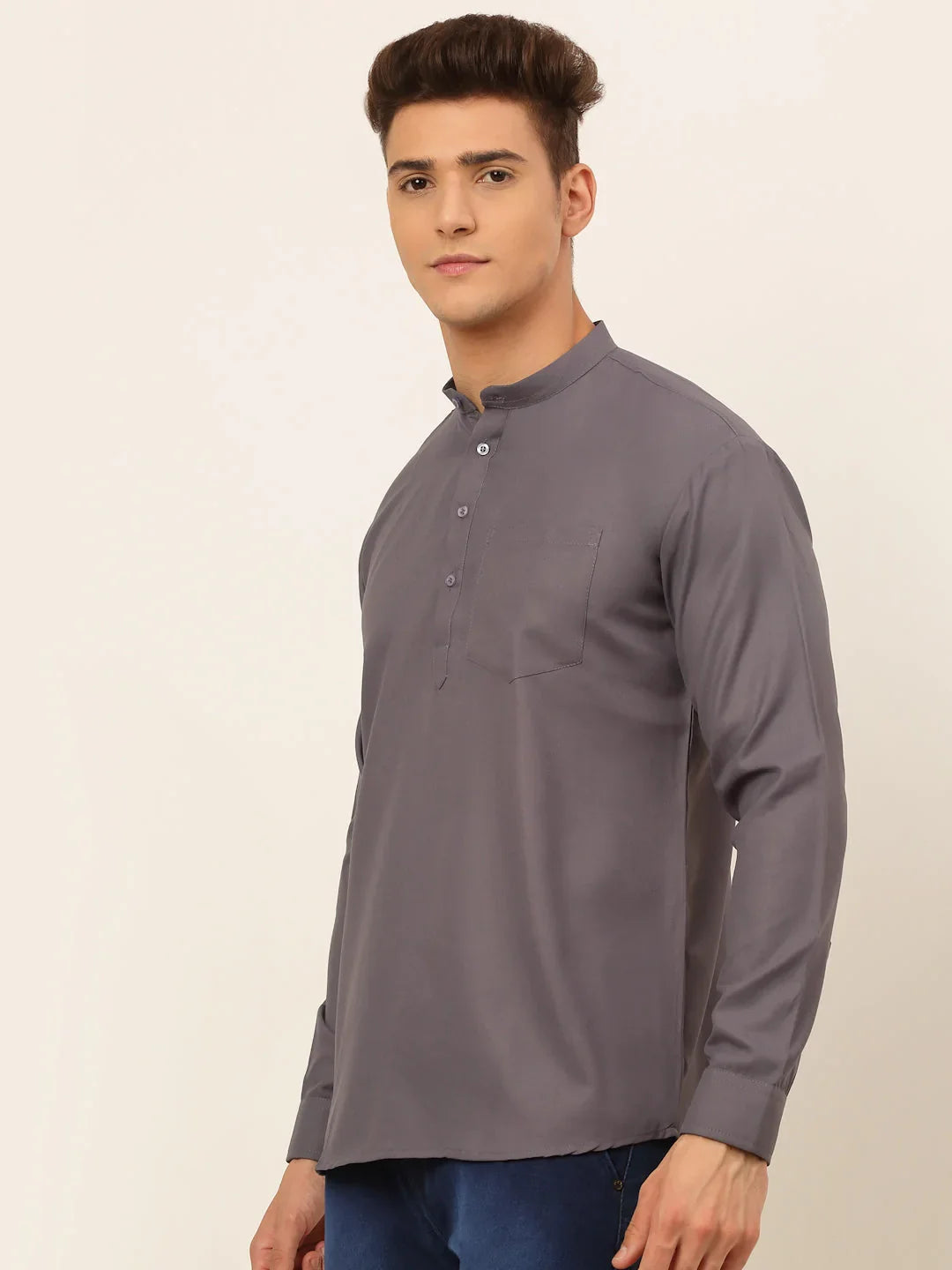DesiQlo Men Kurta Only - Grey - KO_677Grey_S