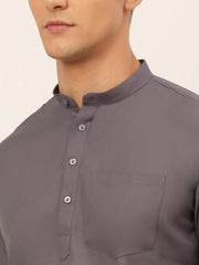 DesiQlo Men's Grey Solid Cotton Short Kurta ( KO 677 Grey ) [FF] [A-20]