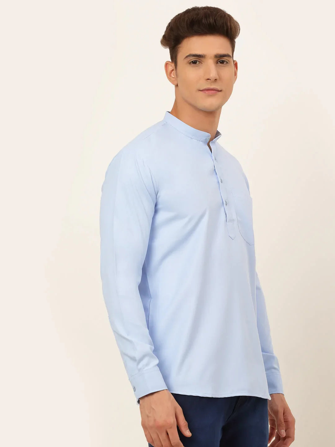 DesiQlo Men Kurta Only - Multicolor - KO_677Light-Blue_S
